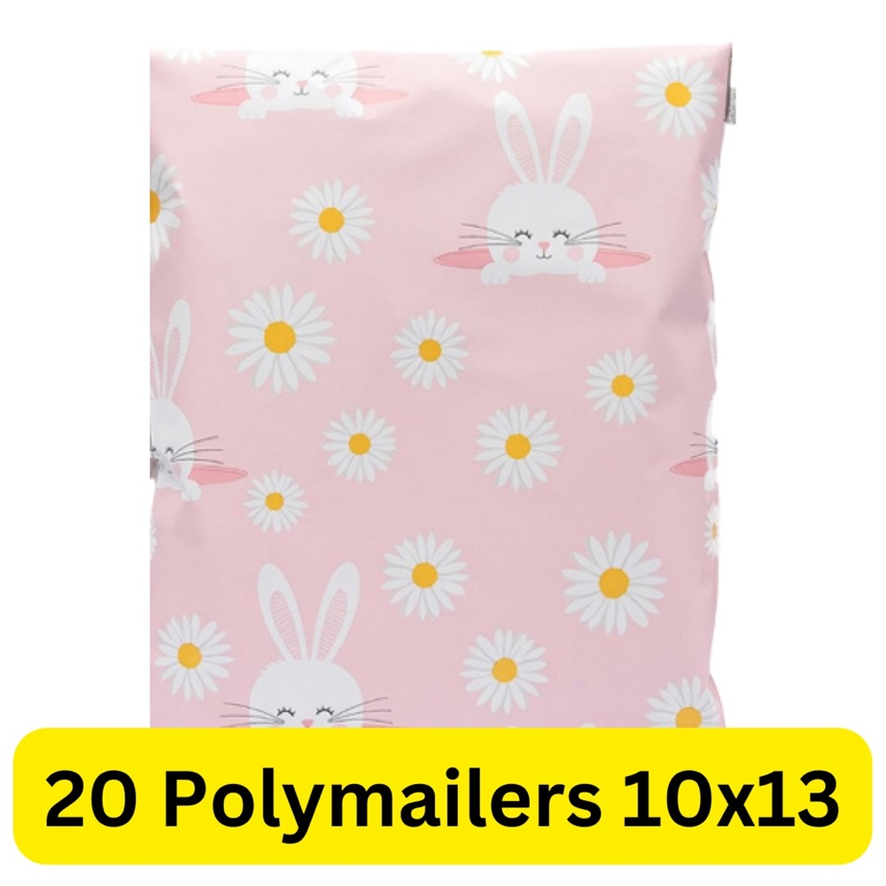 20 Easter bunny pink poly mailers 10x13